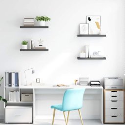 vidaXL Wandschappen zwevend 4 st 60x23,5x3,8 cm MDF hoogglans grijs