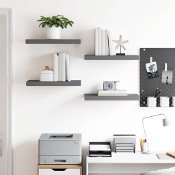 vidaXL Wandschappen zwevend 4 st 50x23,5x3,8 cm MDF hoogglans grijs