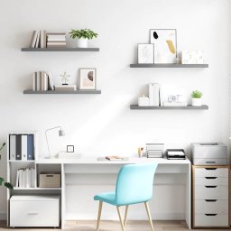vidaXL Wandschappen zwevend 4 st 90x23,5x3,8 cm MDF grijs