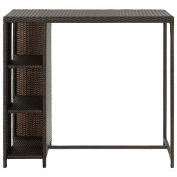vidaXL Bartafel met opbergrek 120x60x110 cm poly rattan bruin