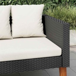 vidaXL Tuinbank 2-zits met kussens poly rattan zwart