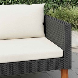 vidaXL Tuinbank eenzits met kussens poly rattan zwart