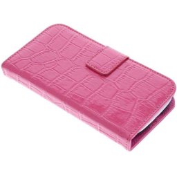 Smartphonehoesjes.nl - Fuchsia krokodil booktype hoes - Samsung Galaxy S3 / Neo