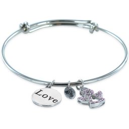 CO88 Collection Celestial 8CB Stalen Armband met Hangers - One-size - Zilverkleurig / Paars