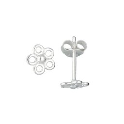 Lilly oorknopjes opengewerkte bloem - zilver