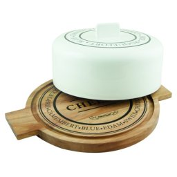 S&P Fromage Kaasplank +stolp - rond - hout en porselein - 33cm