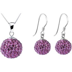 ESTOUS Sparkling Balls set, Ketting en Oorbellen Paars