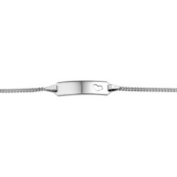 The Jewelry Collection - Graveerarmband Hart Gourmet Plaat 5 mm 9 - 11 cm - Witgoud