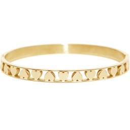 CO88 Collection Sense 8CB 90094 Stalen Bangle met Hartjes - One-size (60x50x6 mm) - Goudkleurig