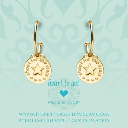 Heart to Get 925 Sterling Zilveren Goudkleurige Bohemian Coin Star Oorbellen