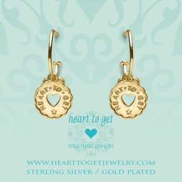 Heart to Get 925 Sterling Zilveren Goudkleurige Bohemian Coin Heart Oorbellen