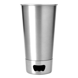 Asobu roestvrijstalen biermok met bieropener - 550 ml - Zilverkleurig