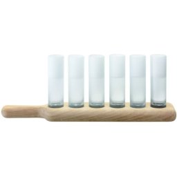 LSA Paddle Vodkaglazen - Met Houten Dienblad - Forst - 6 Stuks