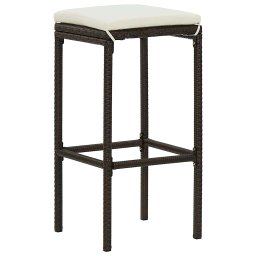 vidaXL Barkrukken met kussens 6 st poly rattan bruin
