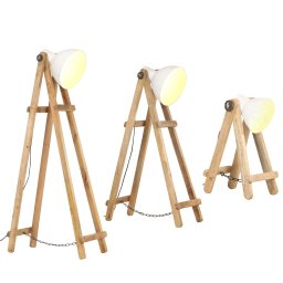 vidaXL Vloerlampen 3 st E27 massief mangohout wit