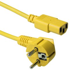 ACT AK5140 230V Stroomkabel Schuko CEE7/7 Male (Haaks)/C13 Geel - 60 cm