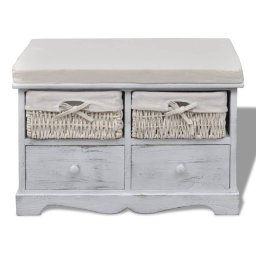 vidaXL Opbergbank 62x33x42 cm paulowniahout wit