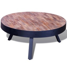 vidaXL Salontafel rond gerecycled teakhout