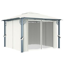 vidaXL Prieel met gordijn 300x300 cm aluminium crème