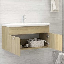 vidaXL Wastafelkast 90x38,5x46 cm bewerkt hout sonoma eikenkleurig