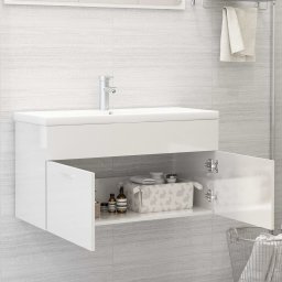 vidaXL Wastafelkast 90x38,5x46 cm bewerkt hout hoogglans wit