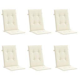 vidaXL Tuinstoelkussens 6 st hoge rug 120x50x3 cm stof crèmekleurig