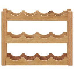 vidaXL Wijnrek voor 12 flessen 47x21x36 cm massief eikenhout
