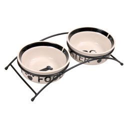 - 2 x 600 ml, Ø 15 cm, hoogte 8,5 cm - Trixie Eat on Feet Voerbakset met Houder