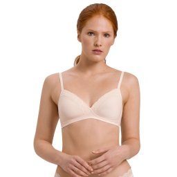 Hanro Women's Lingerie Cotton Lace spacer bra without underwire pink 072432
