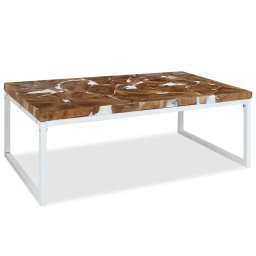 vidaXL Salontafel 110x60x40 cm teakhout en hars