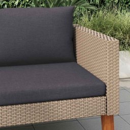 vidaXL Tuinbank eenzits met kussens poly rattan beige