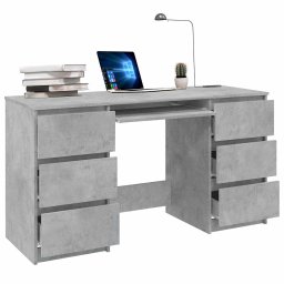 vidaXL Schrijftafel 140x50x77 cm bewerkt hout betongrijs
