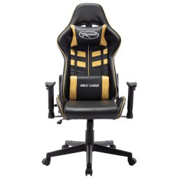 vidaXL Gamestoel kunstleer zwart en goudkleurig