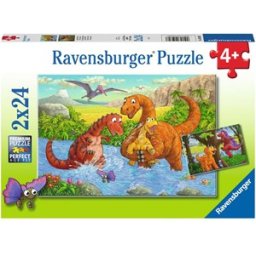 Spelende Dino's Puzzel (2x24 stukjes)