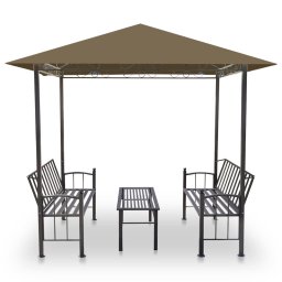 vidaXL Tuinpaviljoen met tafel en bankjes 180 g/m² 2,5x1,5x2,4 m taupe