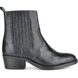 PS Poelman Mustang - Maat 37 - Dames Leren Western Chelsea Cowboy Enkellaarzen - Zwart Snake