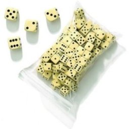 Dobbelsteen 16 mm Creme-Wit (100 stuks)