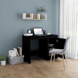 vidaXL Bureau 100x50x76 cm bewerkt hout zwart