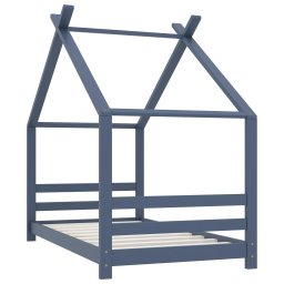 vidaXL Kinderbedframe massief grenenhout grijs 80x160 cm
