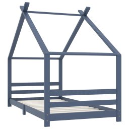 vidaXL Kinderbedframe massief grenenhout grijs 90x200 cm