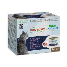 4x 50 g Almo Nature HFC Natural Light Tonijn, Kip & Ham Natvoer Katten