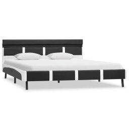 vidaXL Bedframe met LED kunstleer grijs 140x200 cm