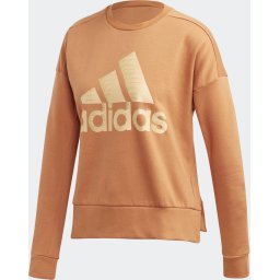 adidas - Maat XS - W Id Glam Sweat Dames Sporttrui - Tech Copper