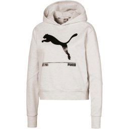 PUMA Nu Tility Hoody Dames Sporttrui - Puma White Heather - Maat XS