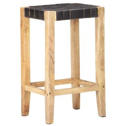 vidaXL Barkrukken 2 st echt leer 75 cm zwart