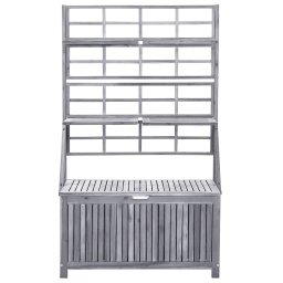 vidaXL Opbergbox met latwerk 99x55x160 cm massief acaciahout grijs