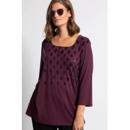 Shirt, carréhals, 3/4 mouwen, zijsplitten