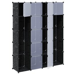 vidaXL Kast modulair met 14 vakken 37x146x180,5 cm zwart en wit