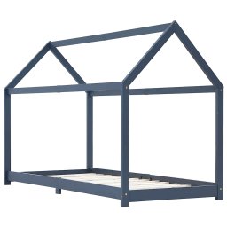 vidaXL Kinderbedframe massief grenenhout grijs 90x200 cm