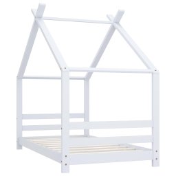 vidaXL Kinderbedframe massief grenenhout wit 80x160 cm